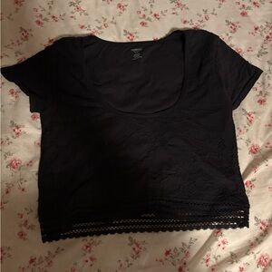 Aerie Black Lace Crop Top